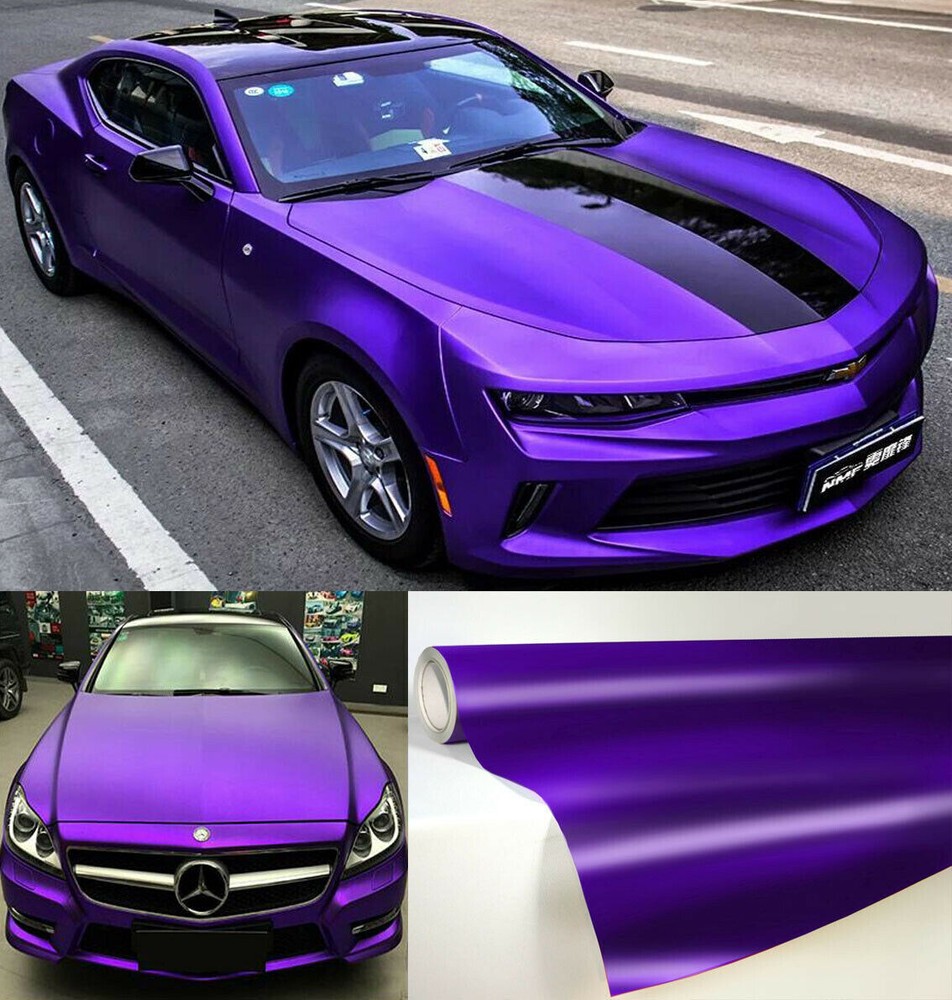 65FT x 5FT Matte Satin Chrome Purple Vinyl Wrap for Cars-image