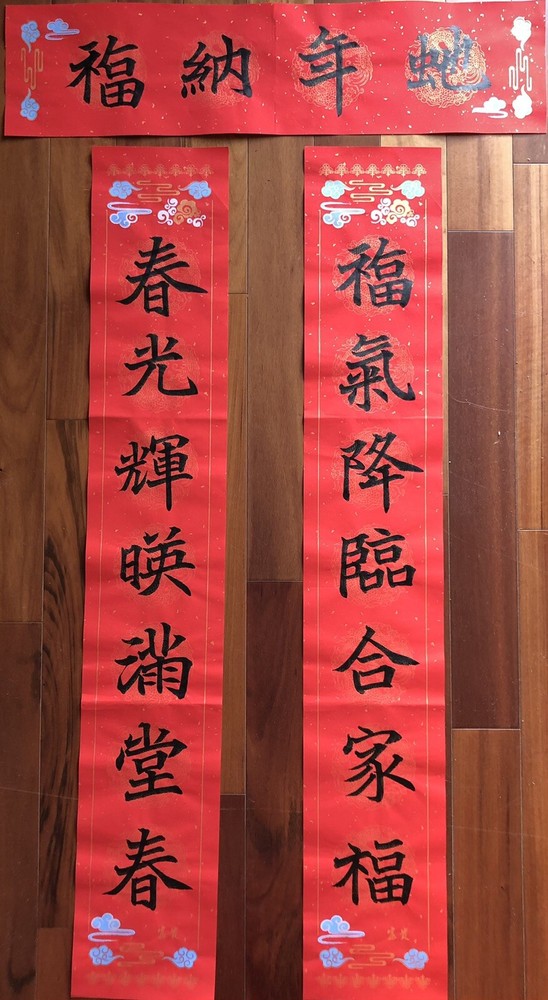 2025 Year of Snake Handwritten Set Of 3 Couplets Wall Decoration蛇年3件手寫春聯.春21福氣降臨