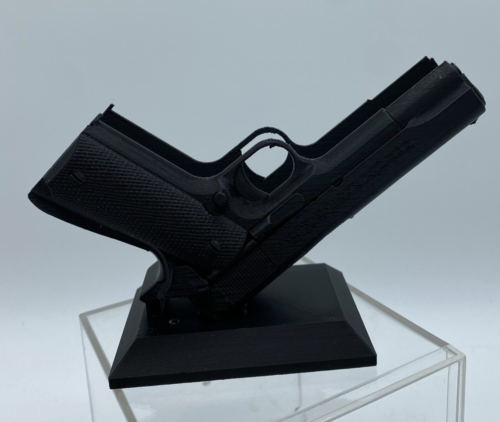 1911 Custom Business Card Holder 3D Printed Display Stand Plastic Black Gun Club