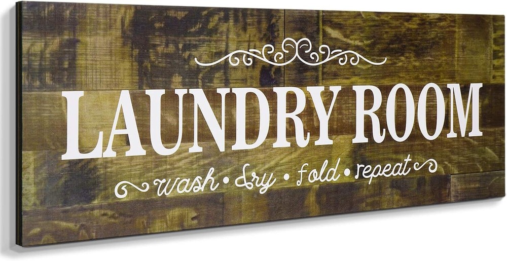 Rustic Farmhouse Wooden Laundry Room Decor Sign in Brown