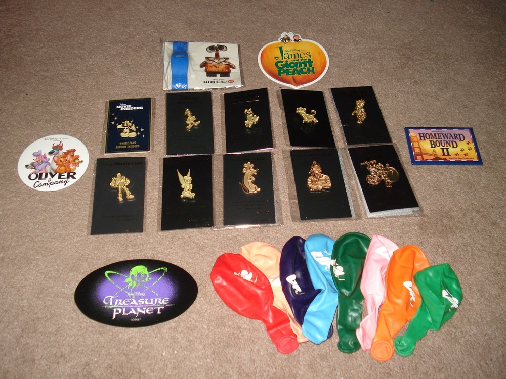 Disney Movie Club COMPLETE SET OF 10 Cast Member Inspired LAPEL PINS/Bonus Items
