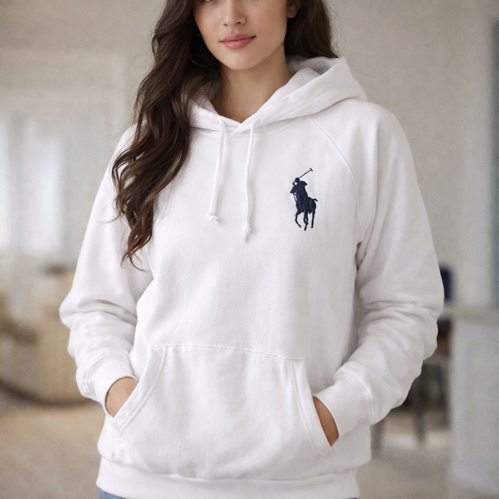 NWOT Polo Ralph Lauren Big Pony Fleece Hoodie White M, XL