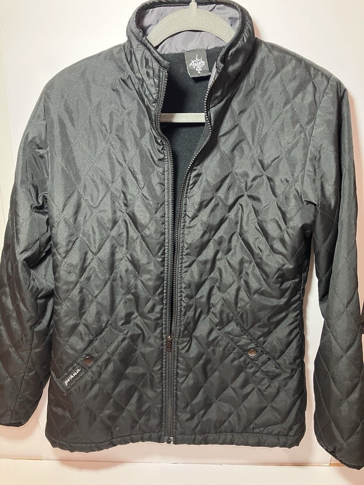 Prana Women’s BREATHE Quilted Soft Shell Fleece Lining Full Zip Jacket szS Black