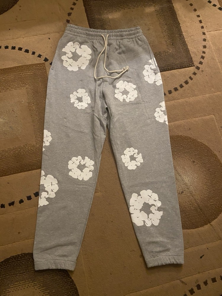 DENIM TEARS x Dover Street Market Gray Floral Cotton Sweatpants S Tapered Leg