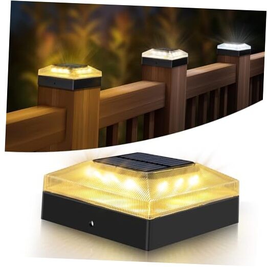 4x4 Solar Fence Post Light in Black with 3 Color Options