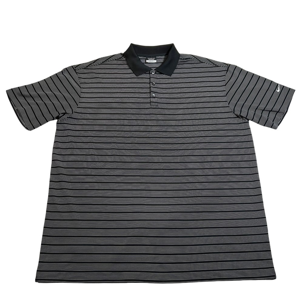 Nike Golf Dri-Fit Striped Golf Polo Shirt Size XXL Performance Stretch Sports