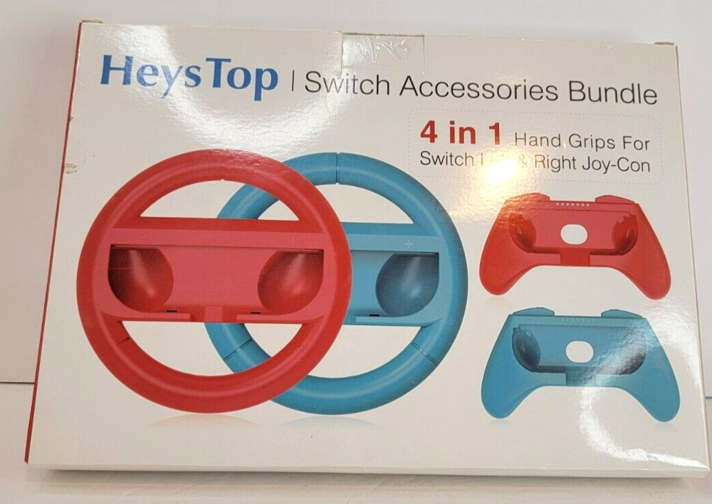 Heys Top Switch Accessories Bundle 4 in 1 Hand Grips Controller Steering Wheel
