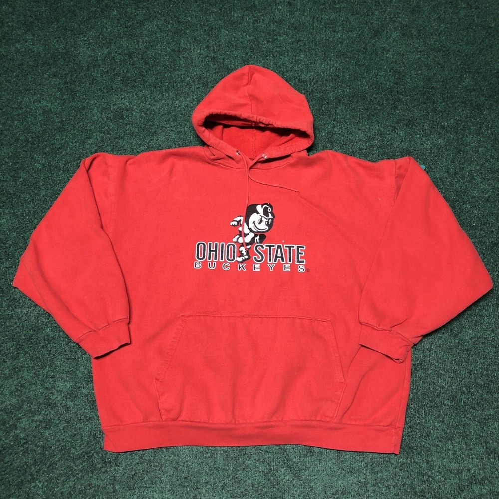 Vintage Ohio State Buckeyes Embroidered Hoodie Size XL Red College Sports