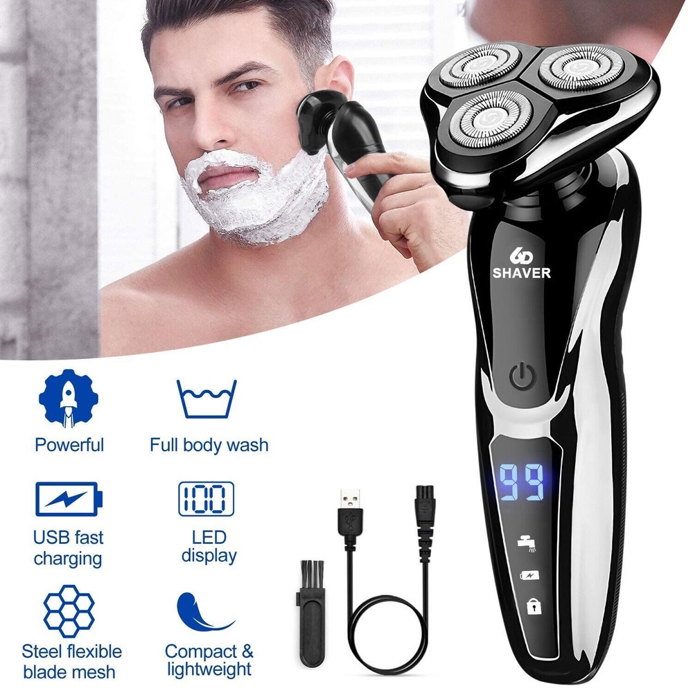 Men's Razor Rotary Waterproof Electric Shaver Pop-Up Trimmer Wet Dry Cordless US