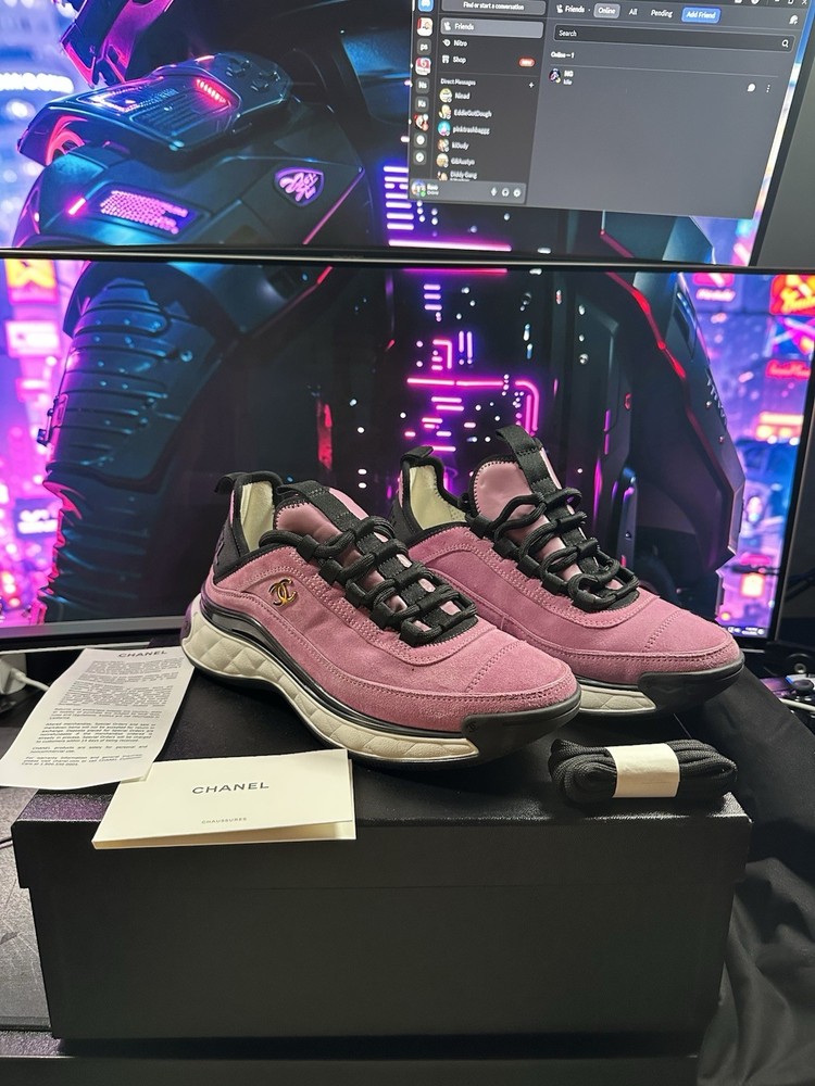 Chanel Pink Suede and Calfskin Trainers in Size 38 EU