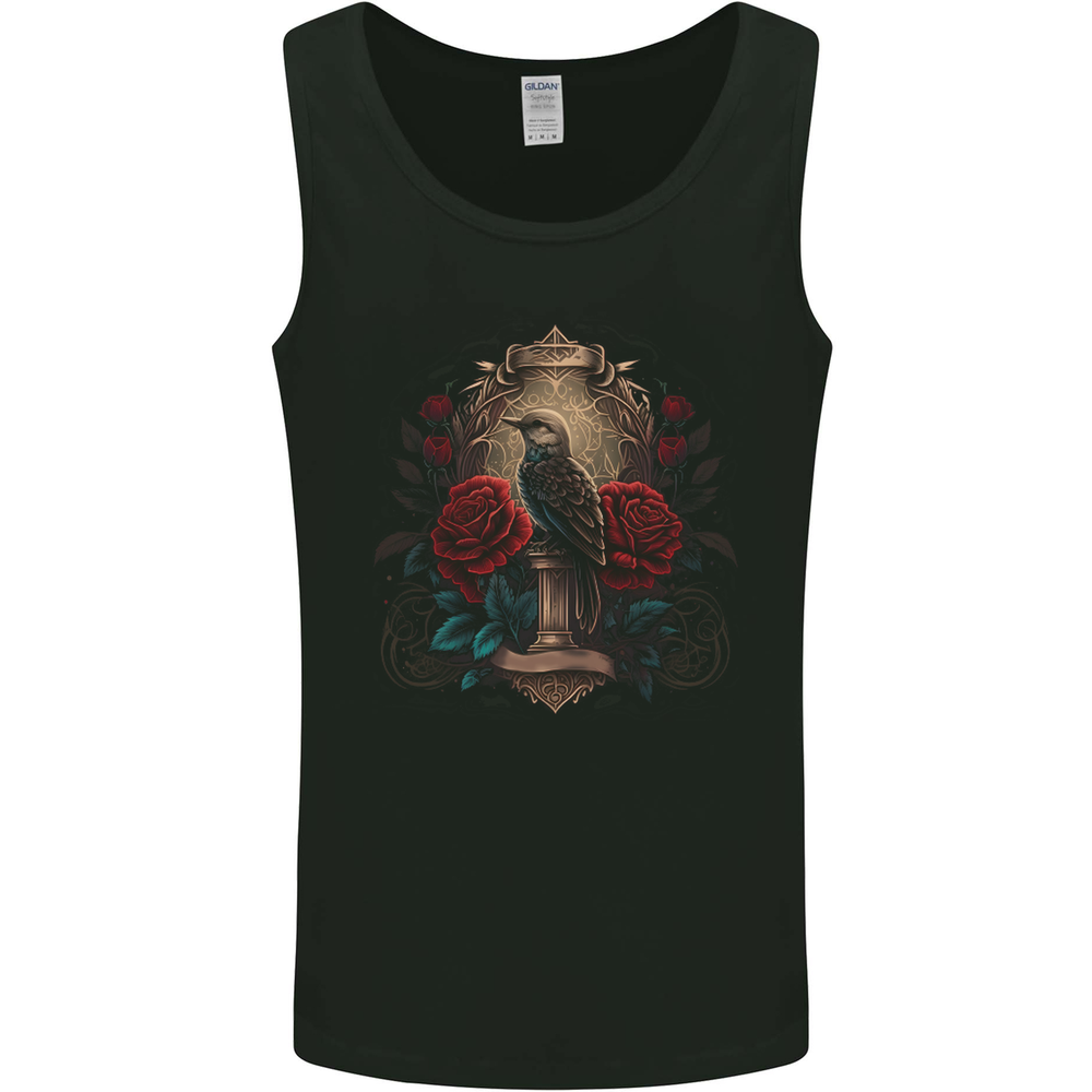A Bird With a Gothic Vase and Roses Mens Vest Tank Top