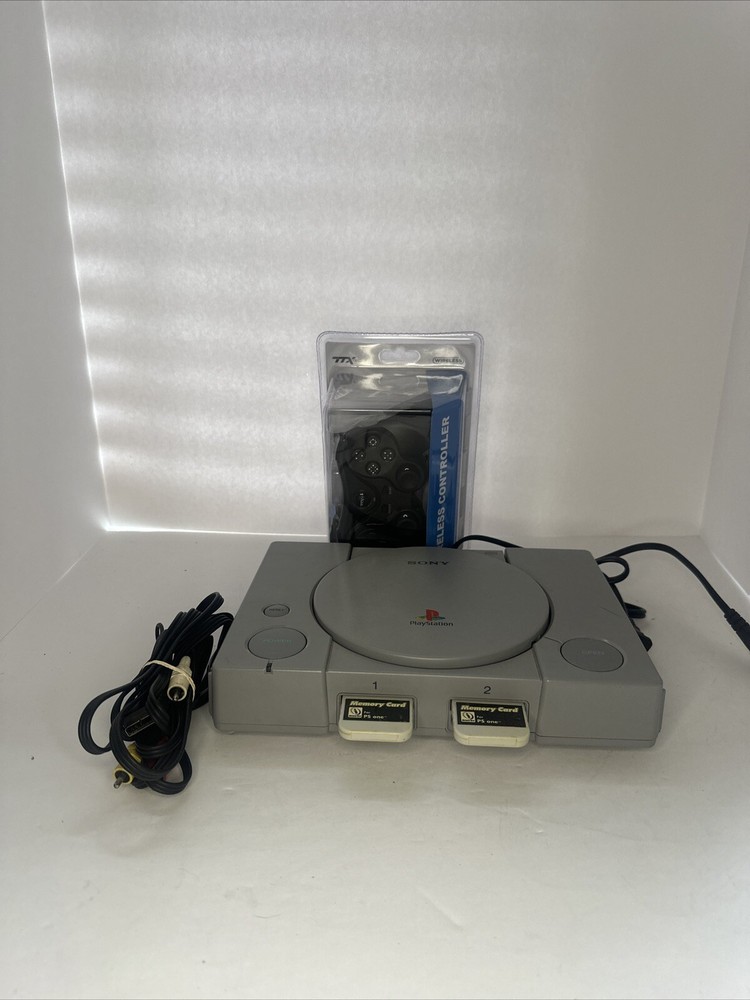 Sony PS1 Gray Game Console with Working Memory Card and Controllers Included
