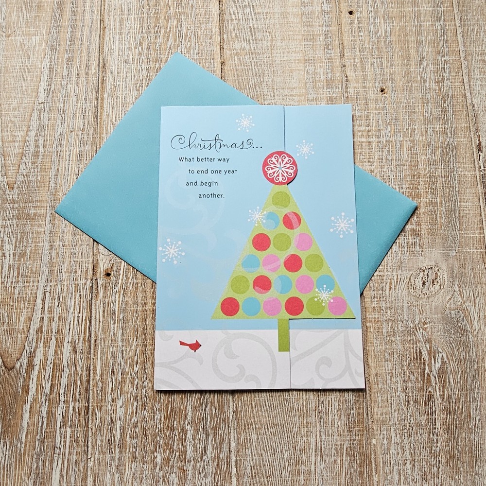 Glitter Hallmark Christmas & New Year Greeting Card with Tree Swirls for Couples