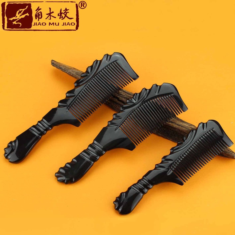 1pc Fine Toothed Comb Massage Comb Health Natural Black Buffalo  Comb