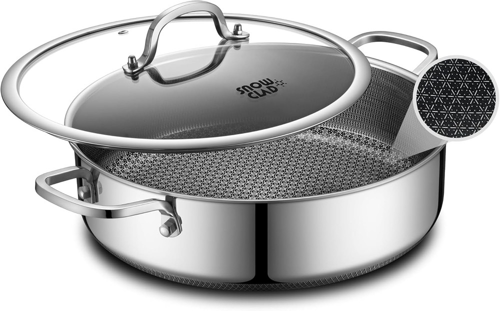 Saute Pan,Hybrid Non Stick 6.5 Quart Everyday pan,Chicken Fryer, PFOA Free Cookw