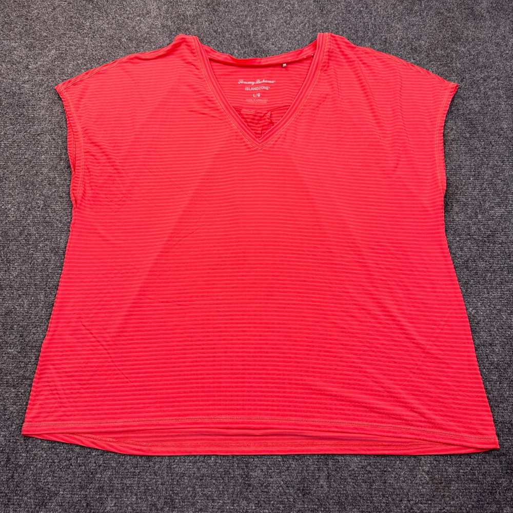 Tommy Bahama Islandzone Blouse Top Womens Size Large Orange Red V Neck
