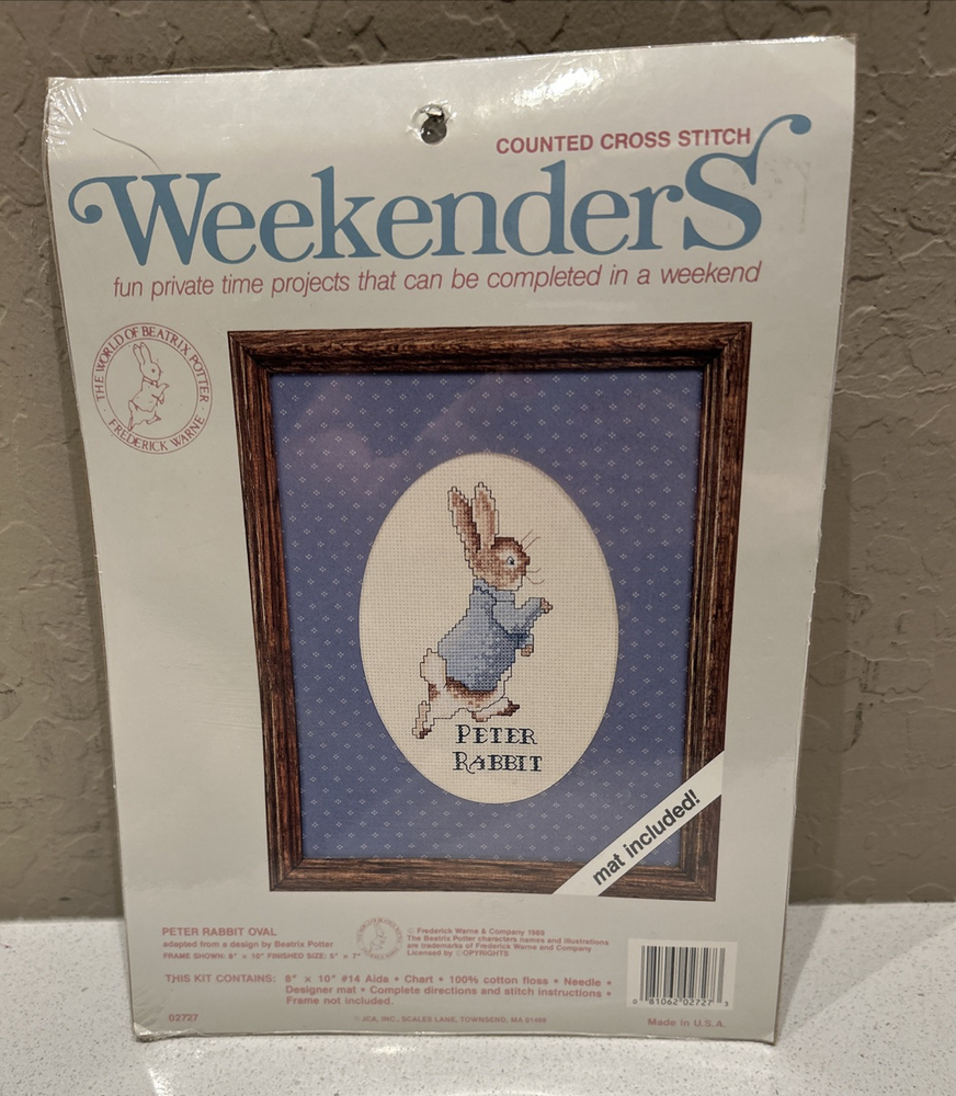 New Beatrix Potter Peter Rabbit Weekenders Cross Stitch Kit (Mat Included) 1989