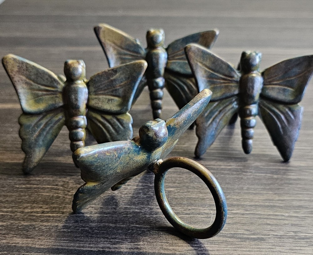 Set Of 4 Oxidized Butterfly Napkin Rings