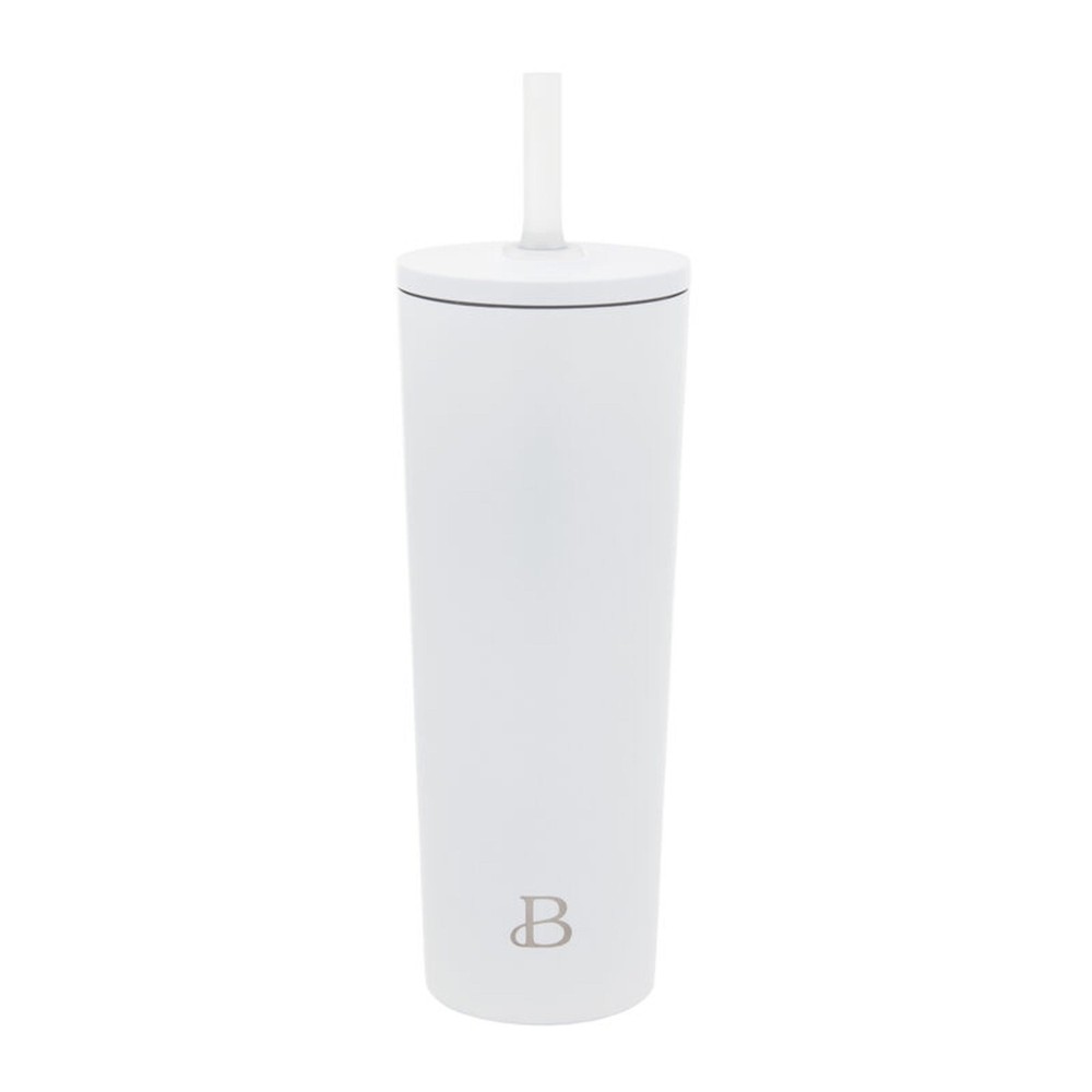 24oz No Drippy Sippy Stainless Steel Tumbler With Straw, White