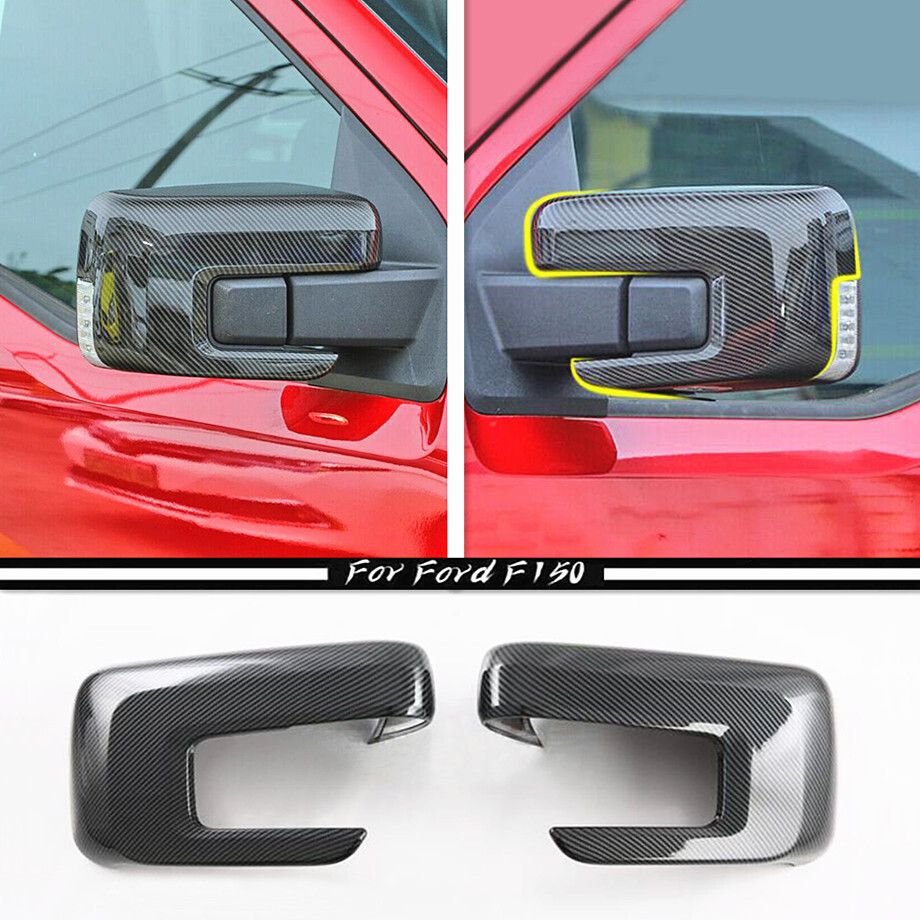 For 2021-2023 F150 F-150 Carbon Fiber Look Rear View Side Mirror Cover Trim