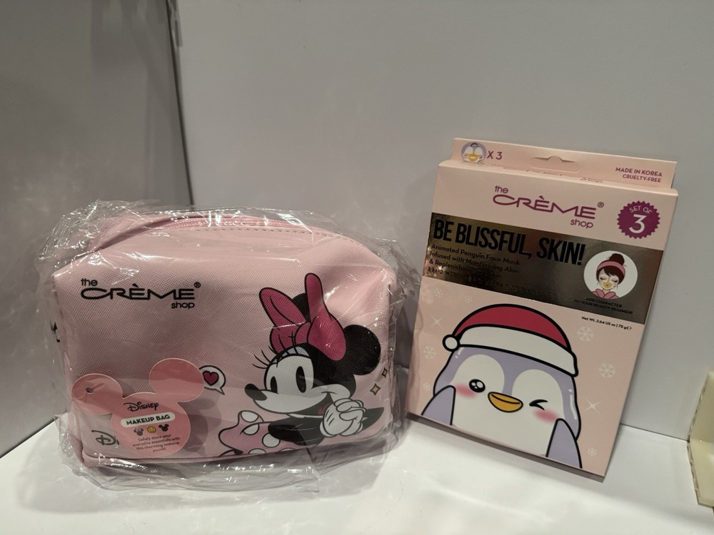 The Crème Shop Disney Minnie/Mickey Makeup Bag and Penguin Sheet mask