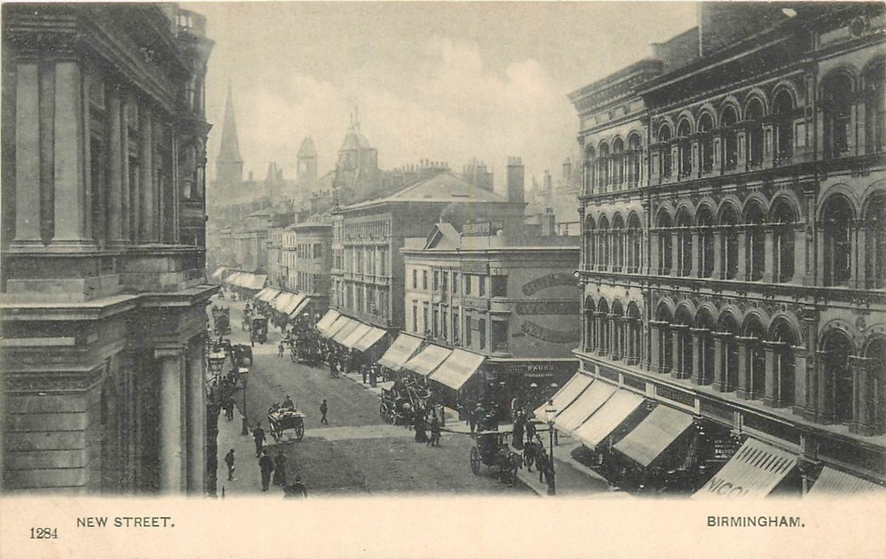 c1905 UK New Street Birdseye View Birmingham undivided Postcard 25-8063