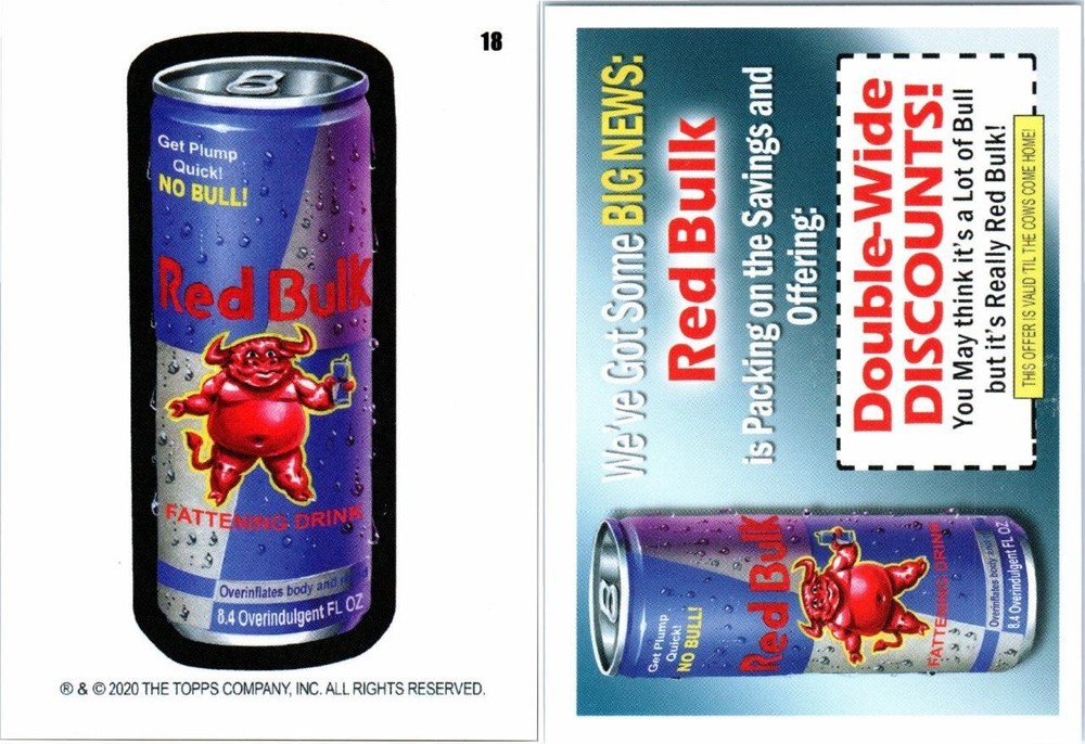 2020 WACKY PACKAGES JUNE WEEKLY COUPON BACK CARD # 18 RED BULK *-image