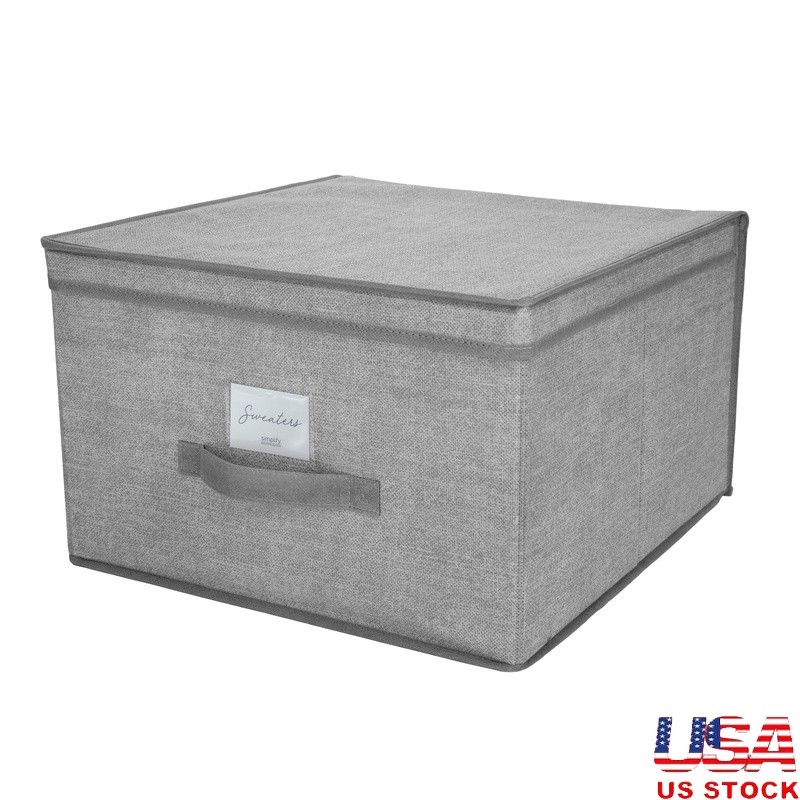 Jumbo Lidded Storage Box Organizer Stackable Nonwoven Fabric Storage Solution US