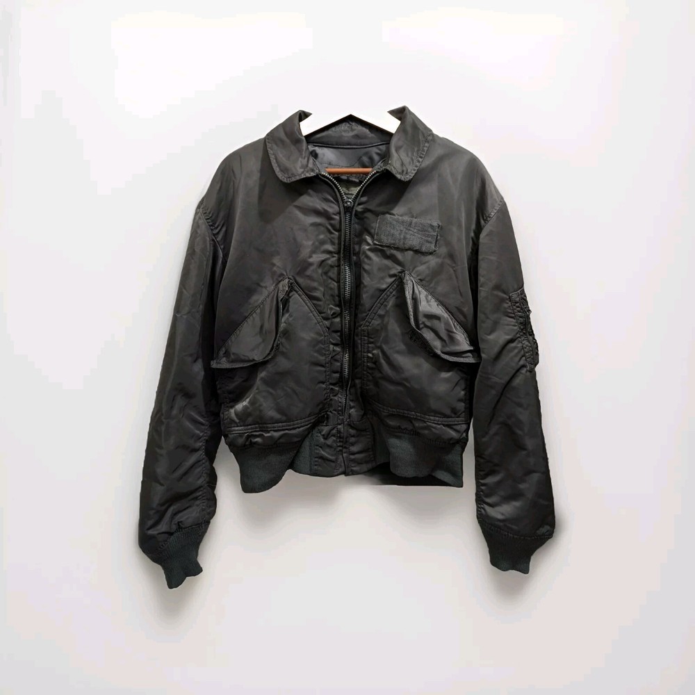 Vintage Alpha Industries Flyer's CWU-45/P Bomber Jacket Grey Green Men's L Y2K