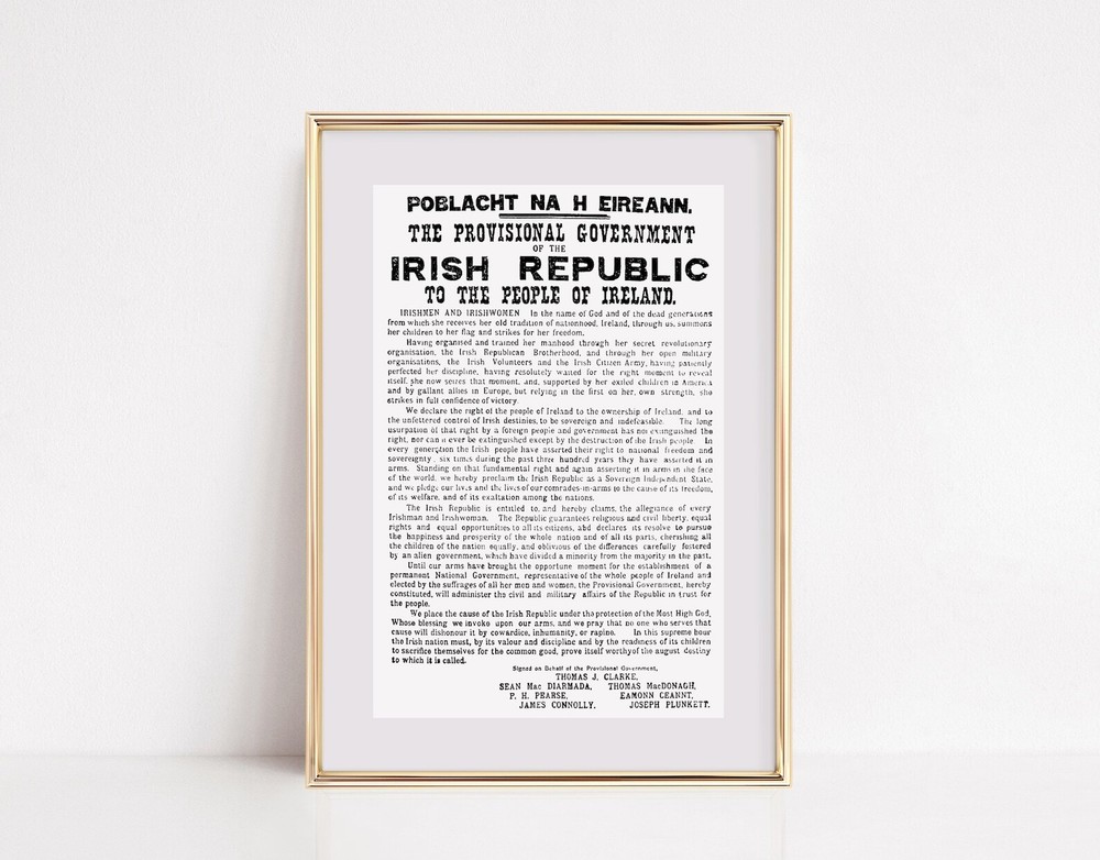 Irish Proclamation Print 1916 Easter Rising Proclamation Ireland Gifts Irish