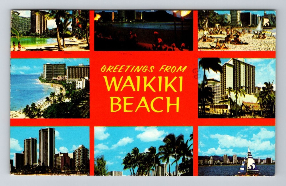 HI-Hawaii, Greetings with Beach Photos, c1983, Vintage Postcard