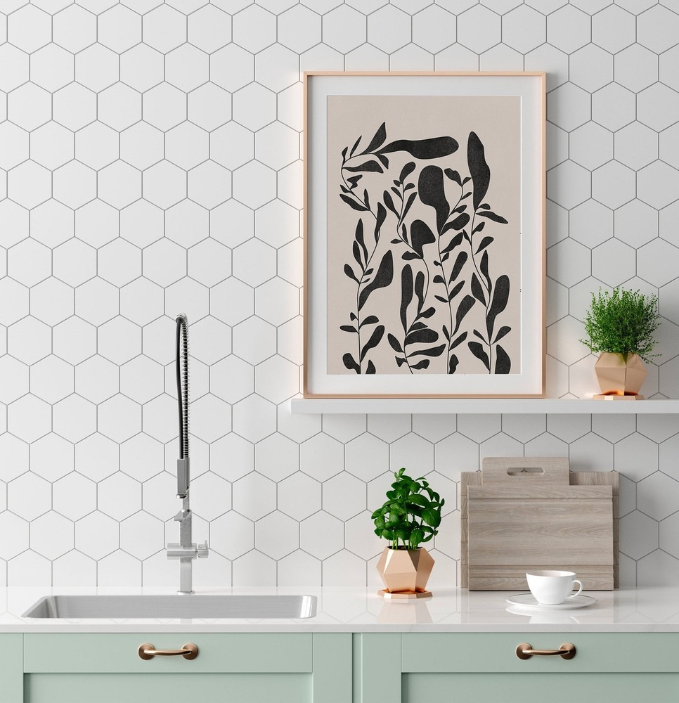 Abstract Botanical Print Minimal Mid Century Modern Wall Art Boho Abstract