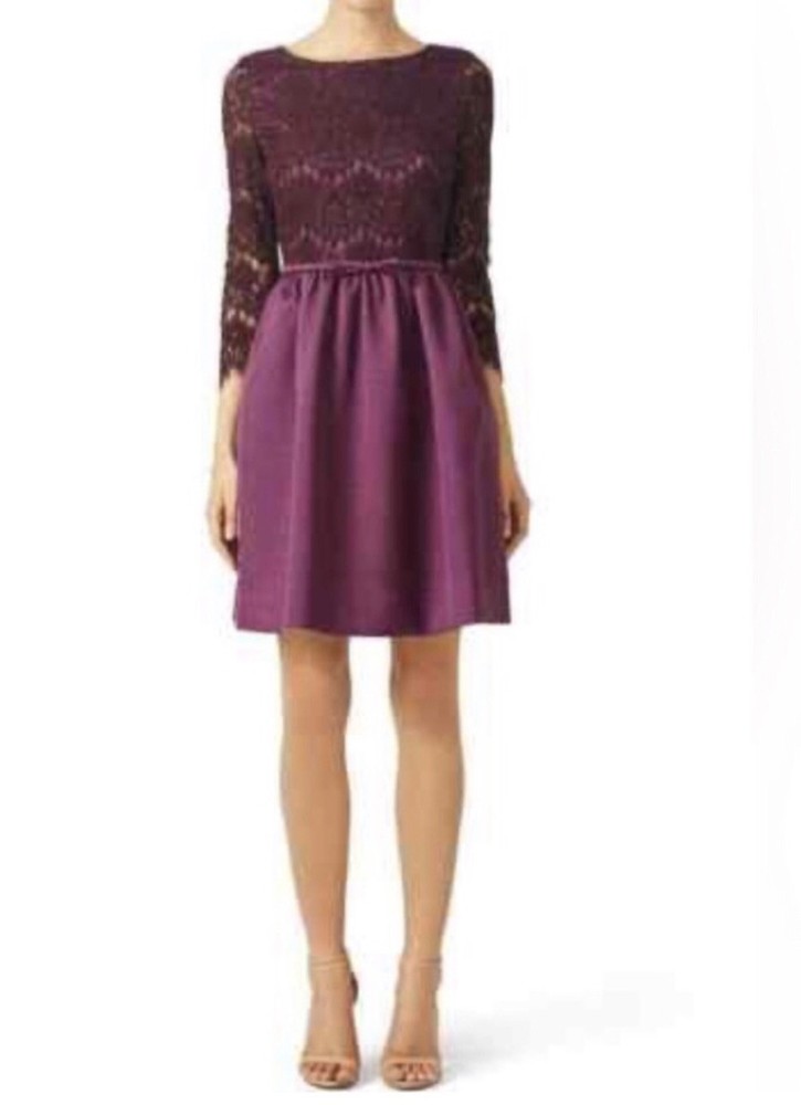 ERIN by ERIN FETHERSTON Polly - Plum, Lace Bodice, Skirt w Pockets Dress Size 10