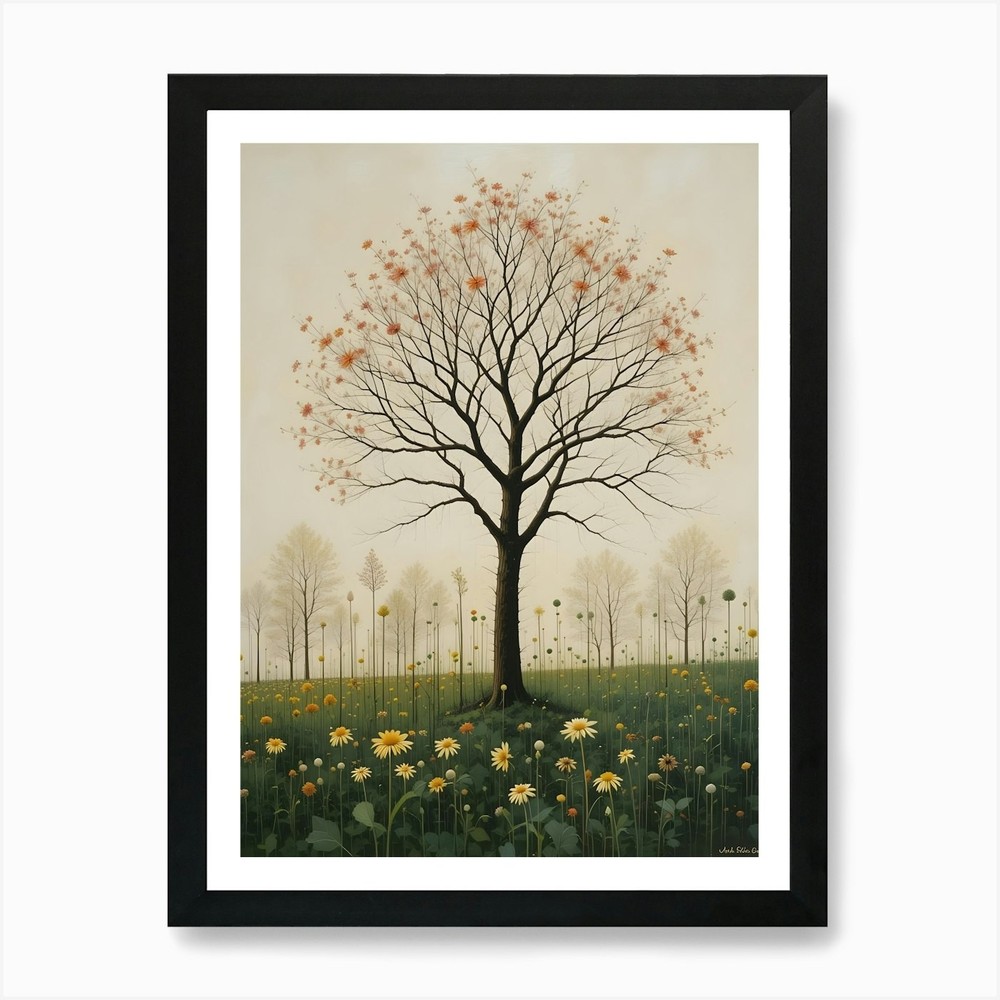 Tree In A Field 1 Art Print Framed Wall Art Poster Canvas Print Picture