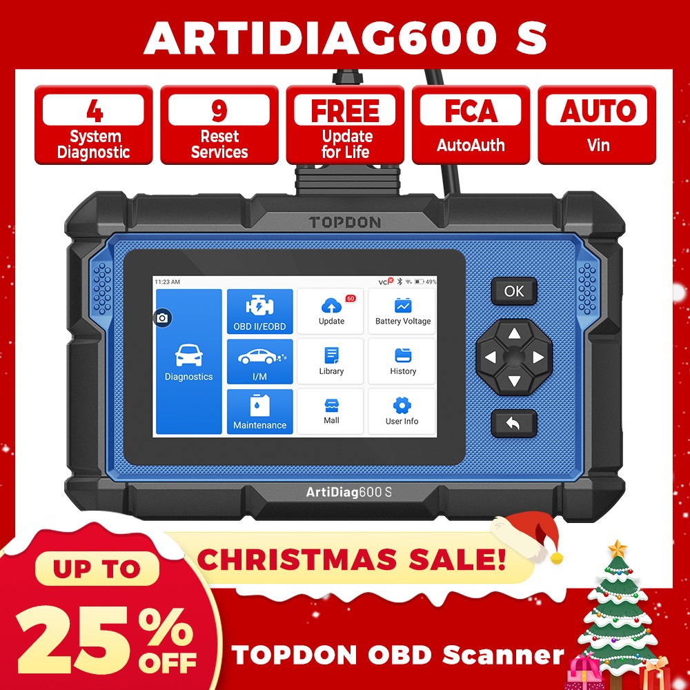 Christmas Sale ! TOPDON AD600S OBD2 Scanner Free Updates ABS DPF EPB Code Reader-image