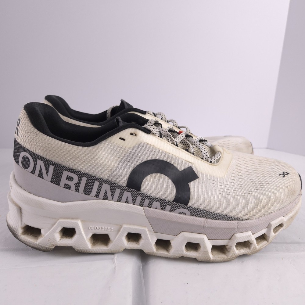On Cloud Mens Cloudmonster 2 Sneakers White/Black, Size 10.5