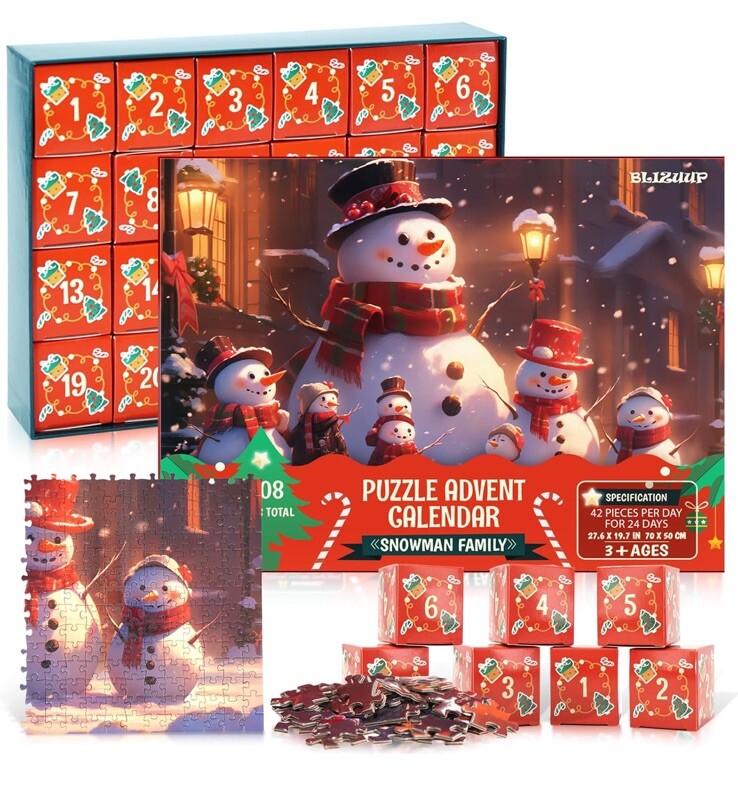 Christmas Jigsaw Puzzles 1008 Pieces, 2024 Family Advent Calendar for Kids