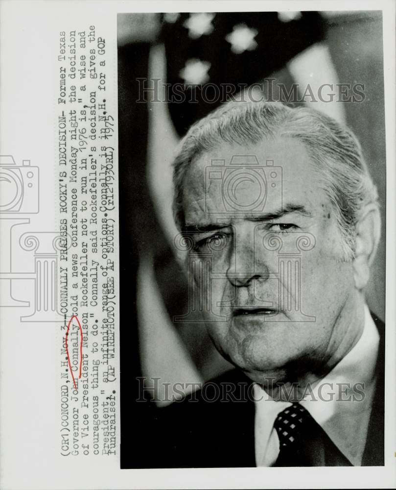 1975 Press Photo John Connally discusses presidential race in New Hampshire