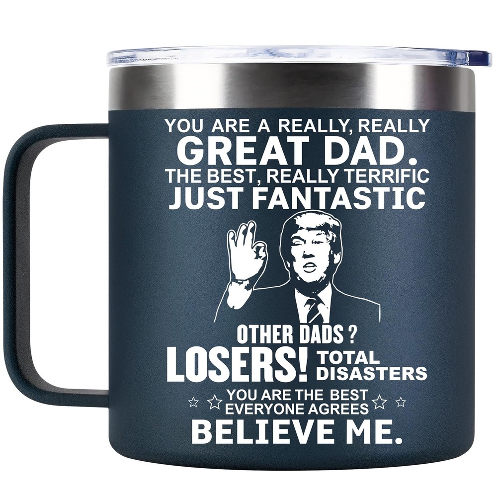 Fathers Day Funny Gifts for Dad Husband Men Him from Daughter 14 Ounces, Blue-image