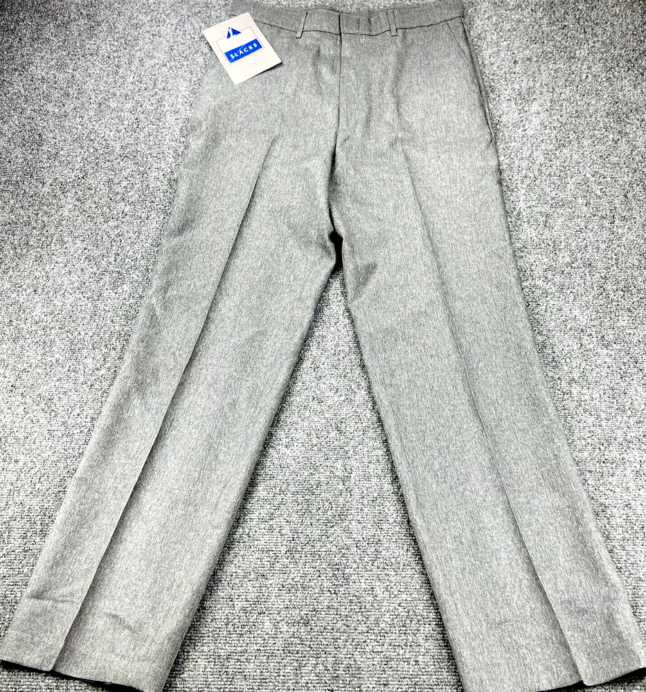 Vintage Levis Action Slacks Mens 34x34 Gray Flat Dress Pants Dacron Polyester