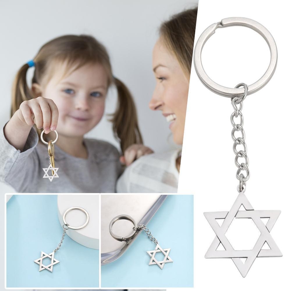 Star of David Keychain Israel Jewish Hexagram Amulet Y6 Trend Keyring V2L4