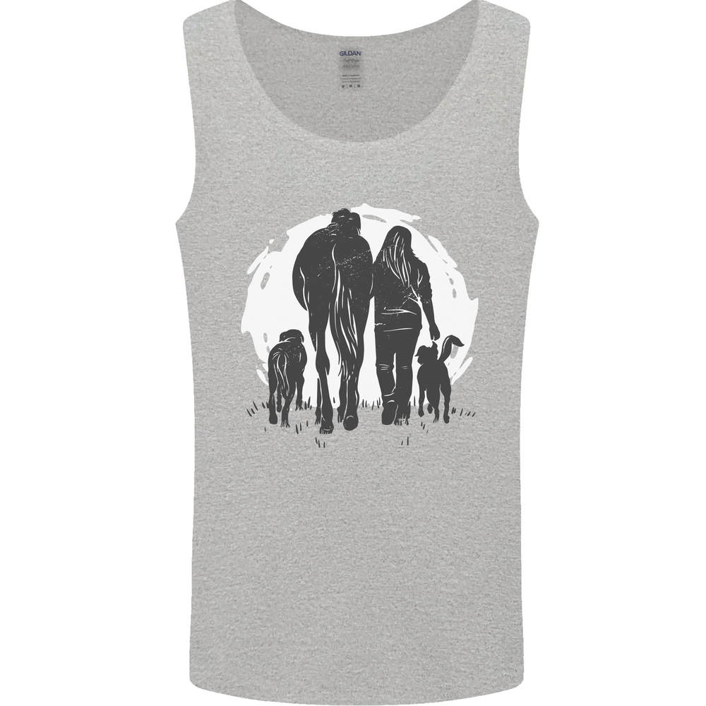 A Horse and Dogs Equestrian Riding Rider Mens Vest Tank Top