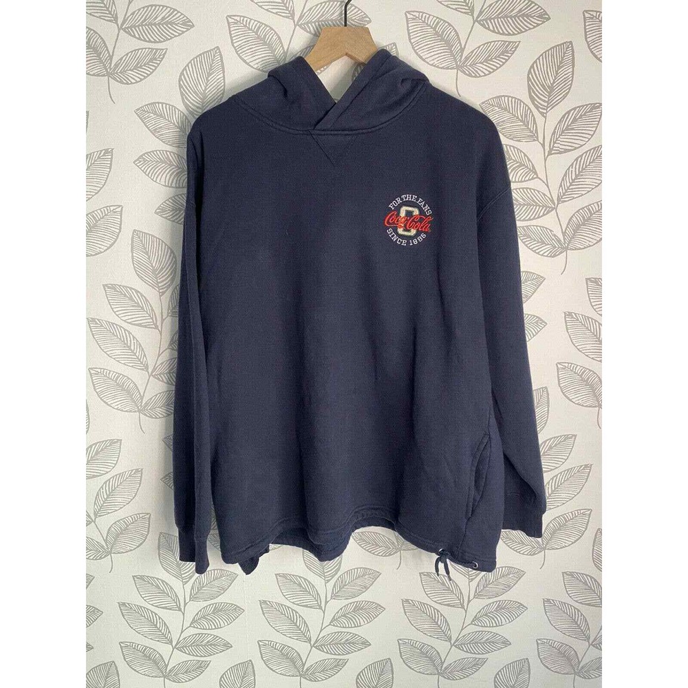 Coca Cola Vintage For The Fans Embroidered Half Zip Pullover Hoodie, Size - M