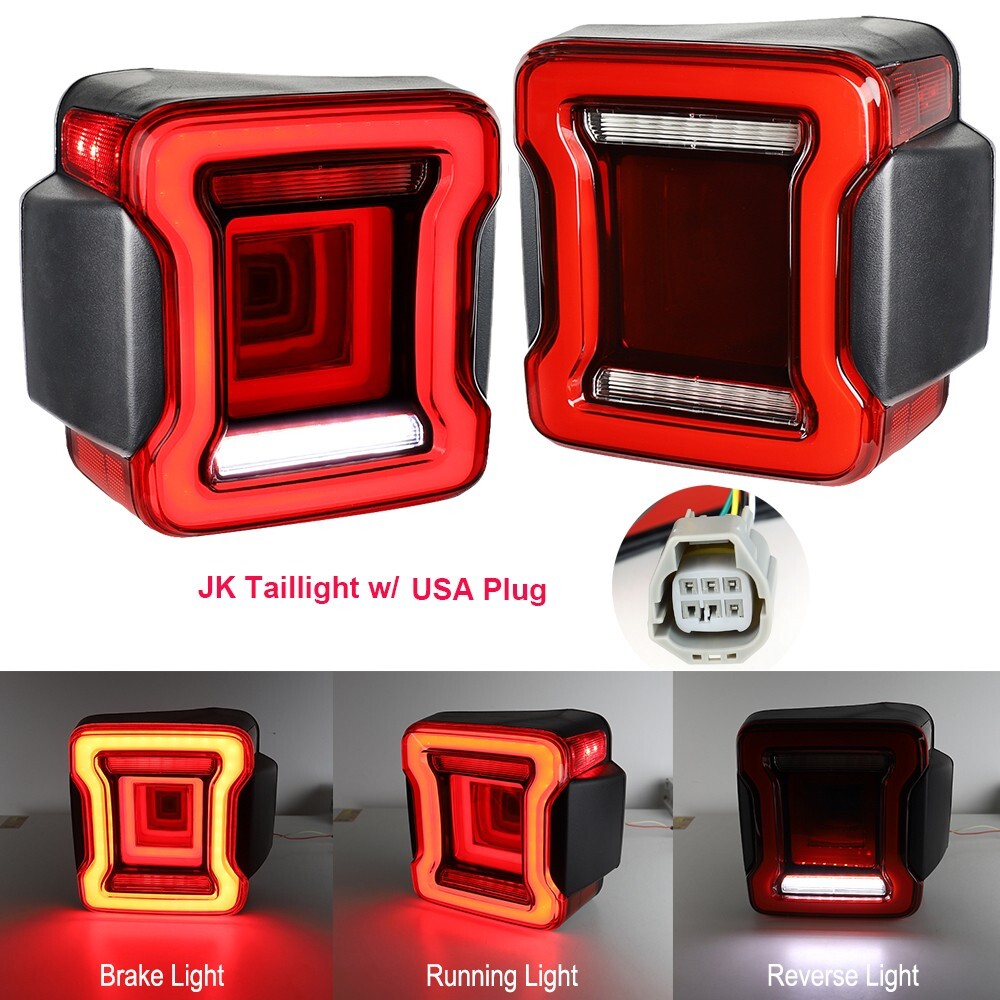 For Jeep Wrangler JK 2007 2008 -2017 Pair LED Tail Lights Brake Rear Turn Lamps