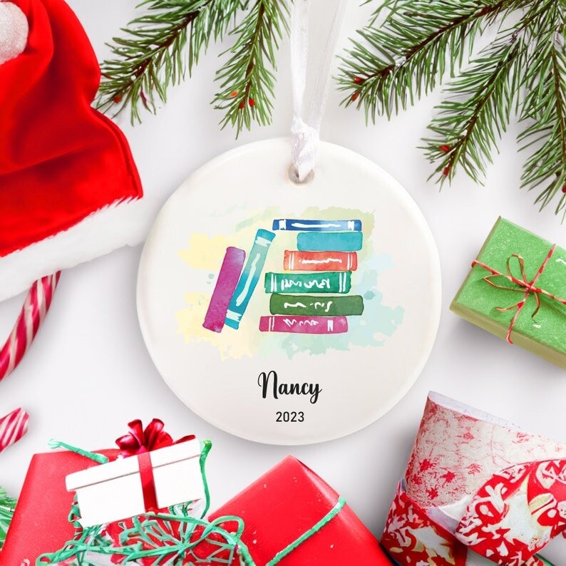 Personalized Book Club Christmas Ornament, Custom Book Lover Christmas Gift, ...