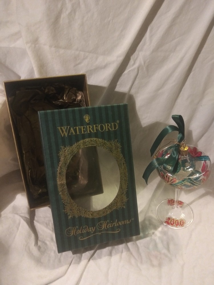 Waterford 2000 New Years Toast Champagne Glass Ornament with Papers Tags Box-image