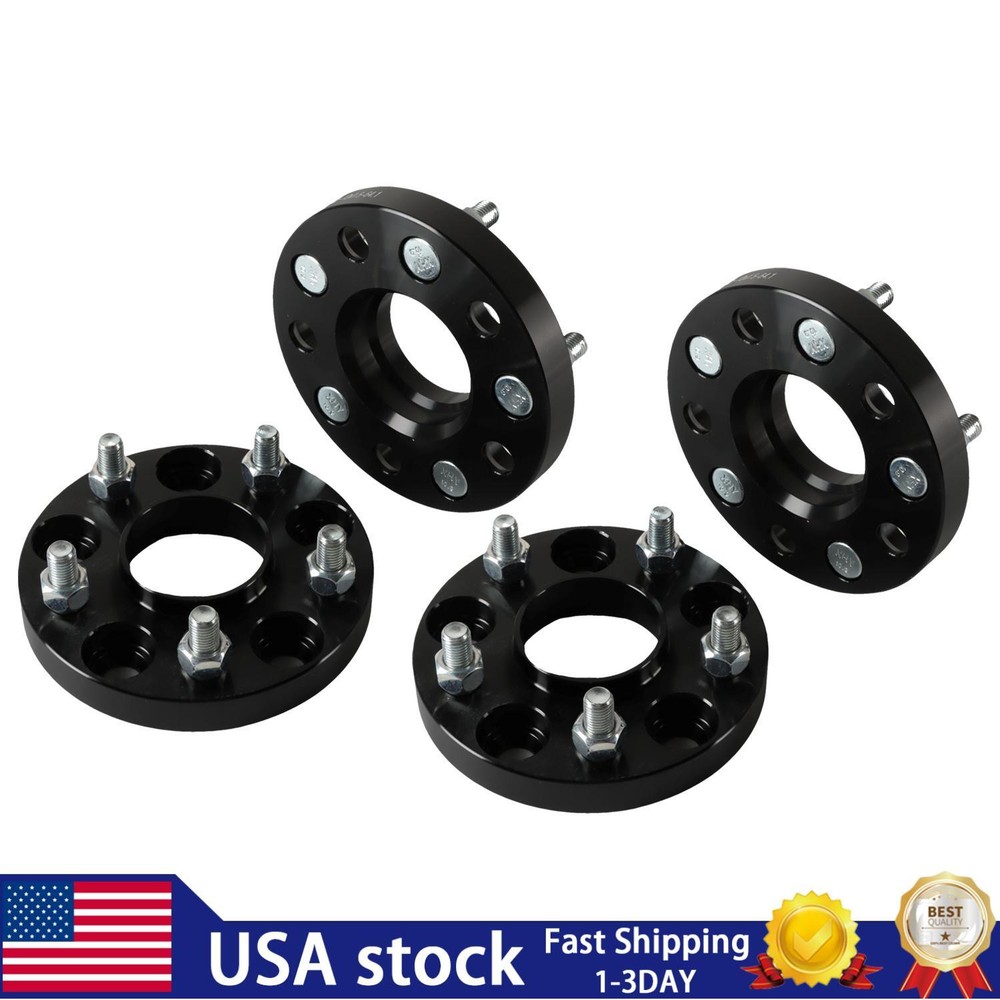 4PCS Black 20MM Wheel Spacers Adapters 5x4.5 12x1.5 Studs 64.1mm Hub Bore