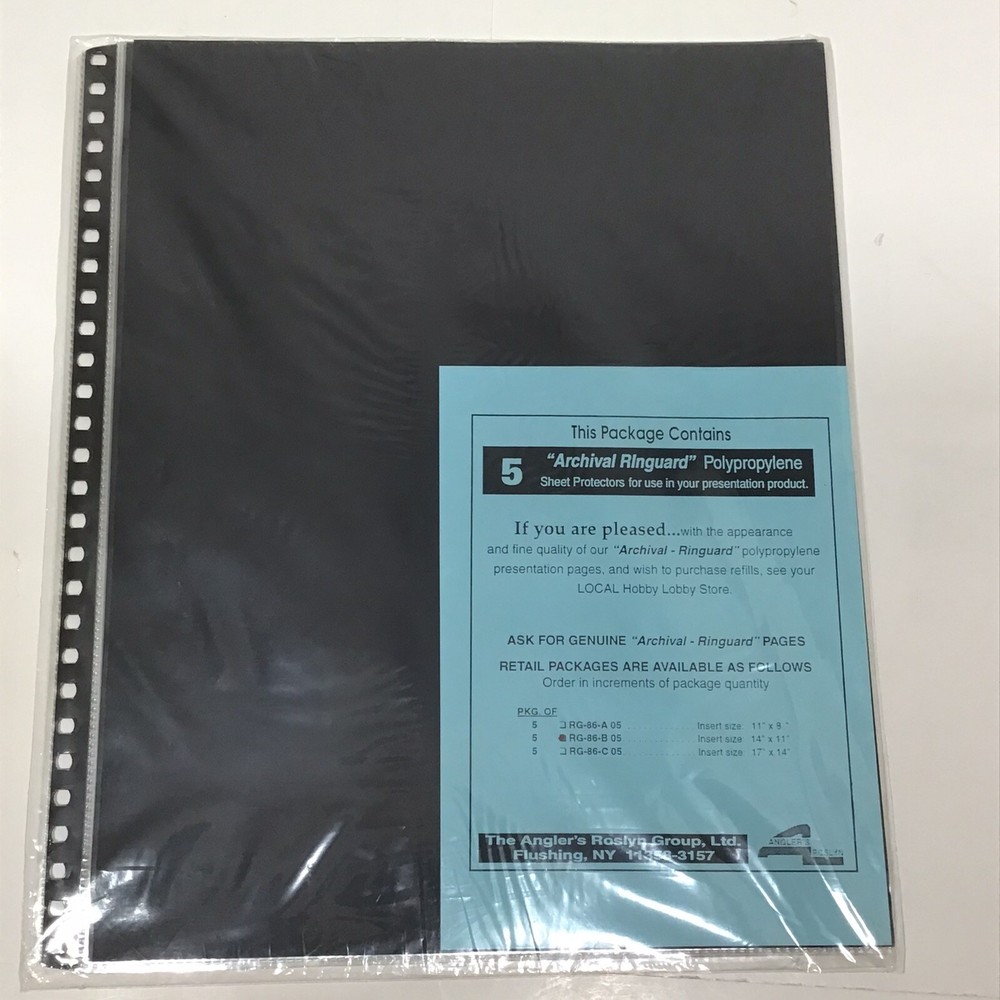 Sheet Protectors (5) Artist Portfolio Binder NOS Black With Clear Protector