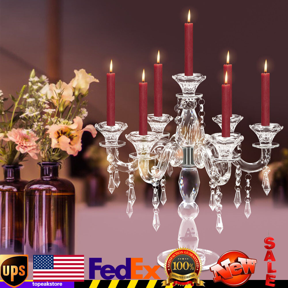 Crystal Candle Holder Candelabra 7-arm Wedding Birthday Party Gift Candlestick