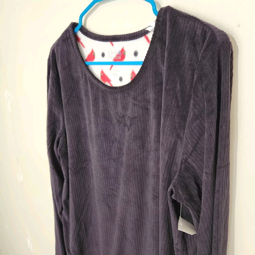 Croft Barrow Intimates Blouse Sweater Women Size Large Black Super Soft  B6